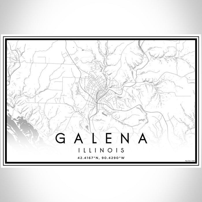 Galena Illinois Map Print Landscape Orientation in Classic Style With Shaded Background