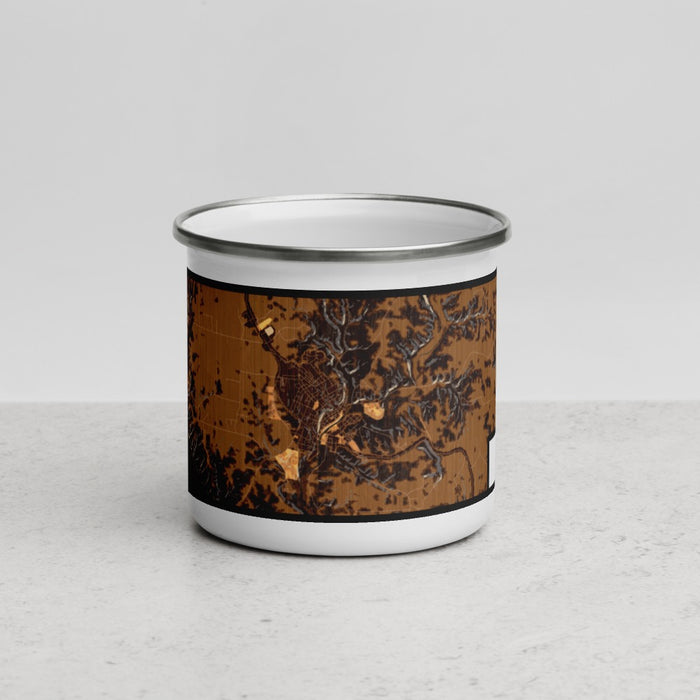 Front View Custom Galena Illinois Map Enamel Mug in Ember