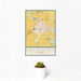 12x18 Galesburg Illinois Map Print Portrait Orientation in Woodblock Style With Small Cactus Plant in White Planter