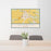 24x36 Galesburg Illinois Map Print Lanscape Orientation in Woodblock Style Behind 2 Chairs Table and Potted Plant