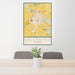 24x36 Galesburg Illinois Map Print Portrait Orientation in Woodblock Style Behind 2 Chairs Table and Potted Plant
