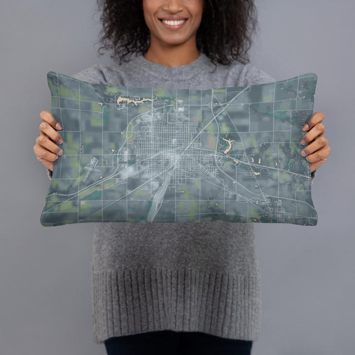 Person holding 20x12 Custom Galesburg Illinois Map Throw Pillow in Afternoon