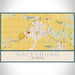 Galesburg Illinois Map Print Landscape Orientation in Woodblock Style With Shaded Background