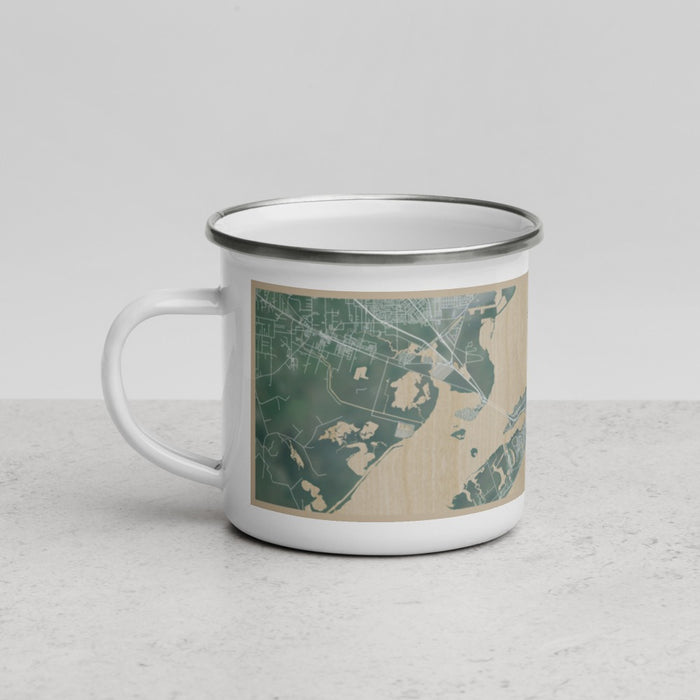 Left View Custom Galveston Texas Map Enamel Mug in Afternoon
