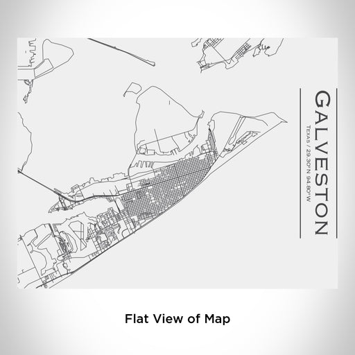 Rendered View of Galveston Texas Map Engraving on 20oz Stainless Steel Insulated Bottle with Bamboo Top in White