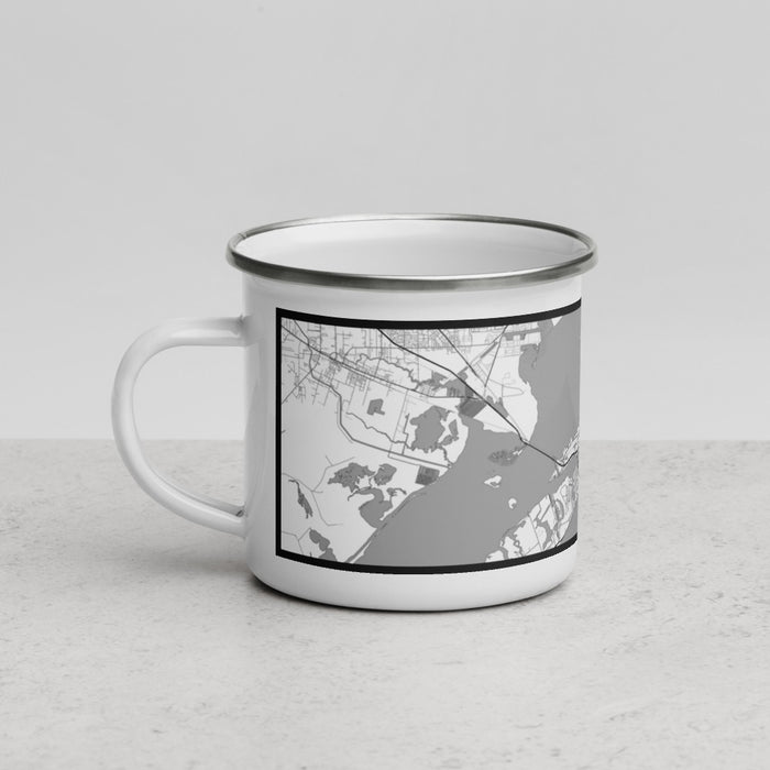Left View Custom Galveston Texas Map Enamel Mug in Classic