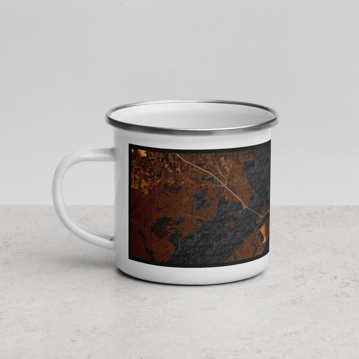 Left View Custom Galveston Texas Map Enamel Mug in Ember