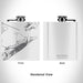 Rendered View of Galveston Texas Map Engraving on 6oz Stainless Steel Flask in White