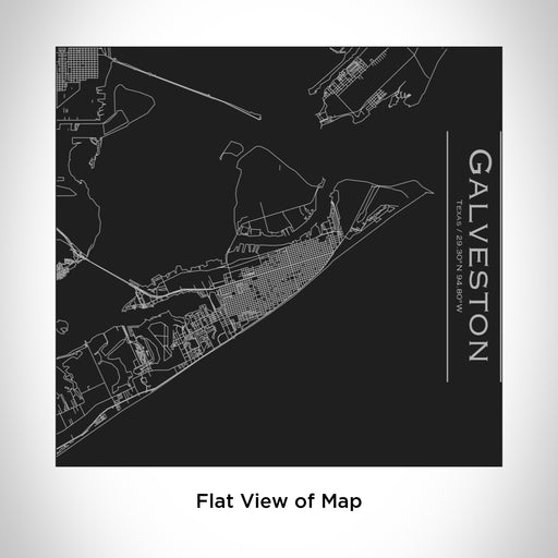 Rendered View of Galveston Texas Map Engraving on 17oz Stainless Steel Insulated Tumbler in Black