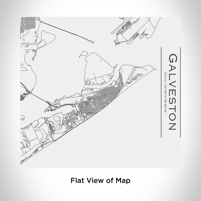 Rendered View of Galveston Texas Map Engraving on 17oz Stainless Steel Insulated Tumbler in White