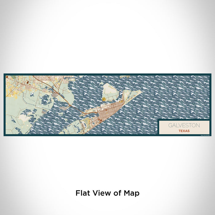 Flat View of Map Custom Galveston Texas Map Enamel Mug in Woodblock