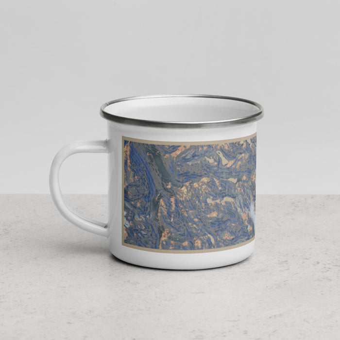 Left View Custom Gannett Peak Wyoming Map Enamel Mug in Afternoon