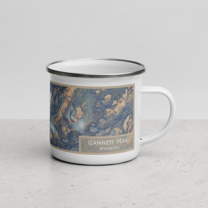 Right View Custom Gannett Peak Wyoming Map Enamel Mug in Afternoon