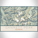 Gannett Peak Wyoming Map Print Landscape Orientation in Woodblock Style With Shaded Background