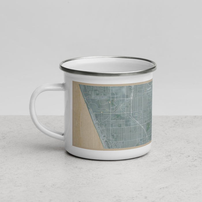 Left View Custom Gardena California Map Enamel Mug in Afternoon