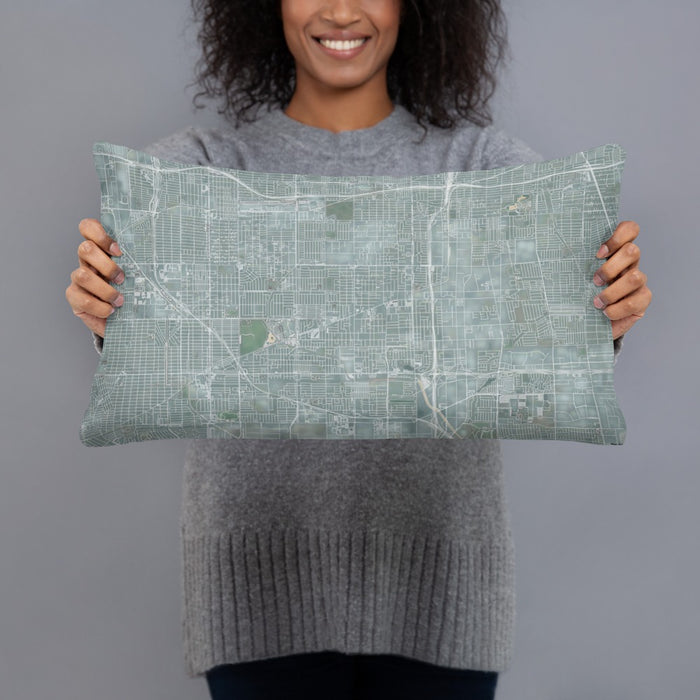Person holding 20x12 Custom Gardena California Map Throw Pillow in Afternoon