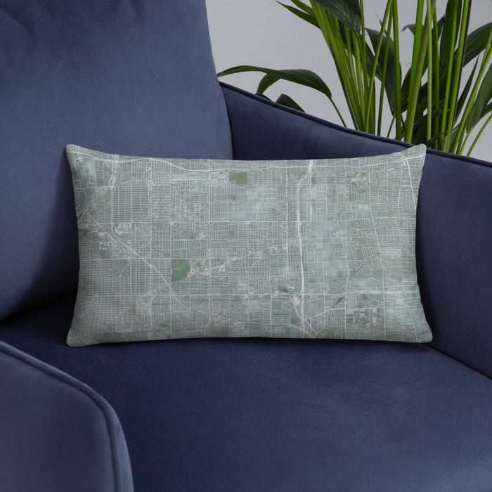 Custom Gardena California Map Throw Pillow in Afternoon on Blue Colored Chair