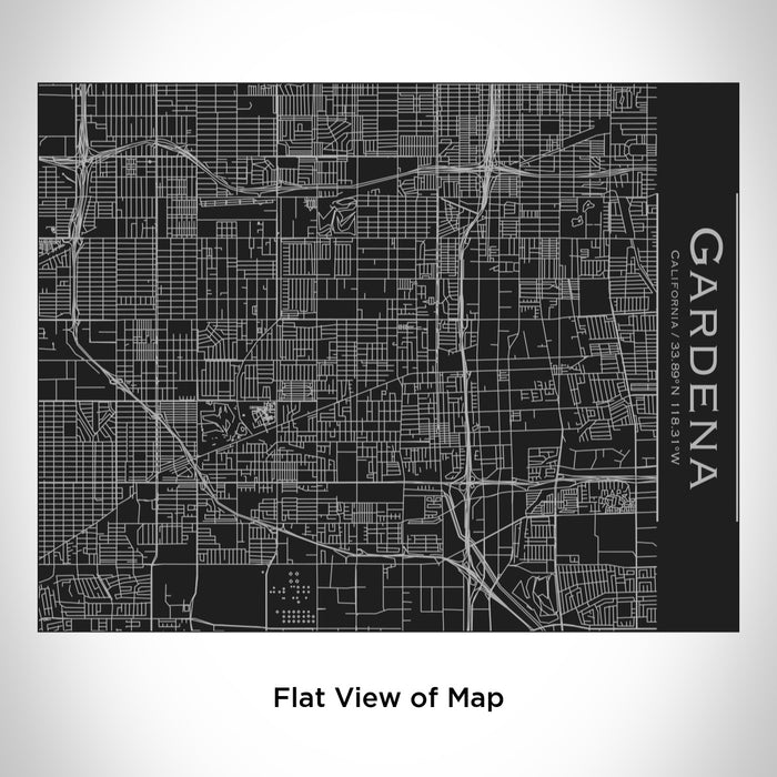 Rendered View of Gardena California Map Engraving on 20oz Stainless Steel Insulated Bottle with Bamboo Top in Black