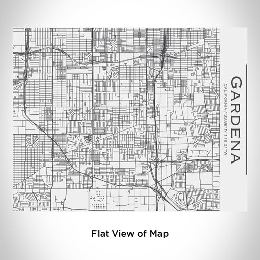 Rendered View of Gardena California Map Engraving on 20oz Stainless Steel Insulated Bottle with Bamboo Top in White