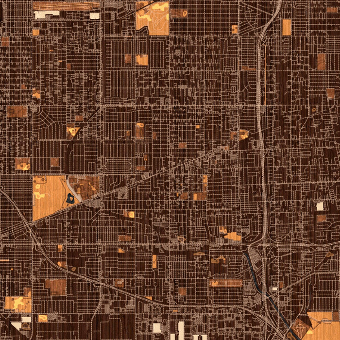 Gardena California Map Print in Ember Style Zoomed In Close Up Showing Details