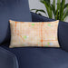 Custom Gardena California Map Throw Pillow in Watercolor on Blue Colored Chair