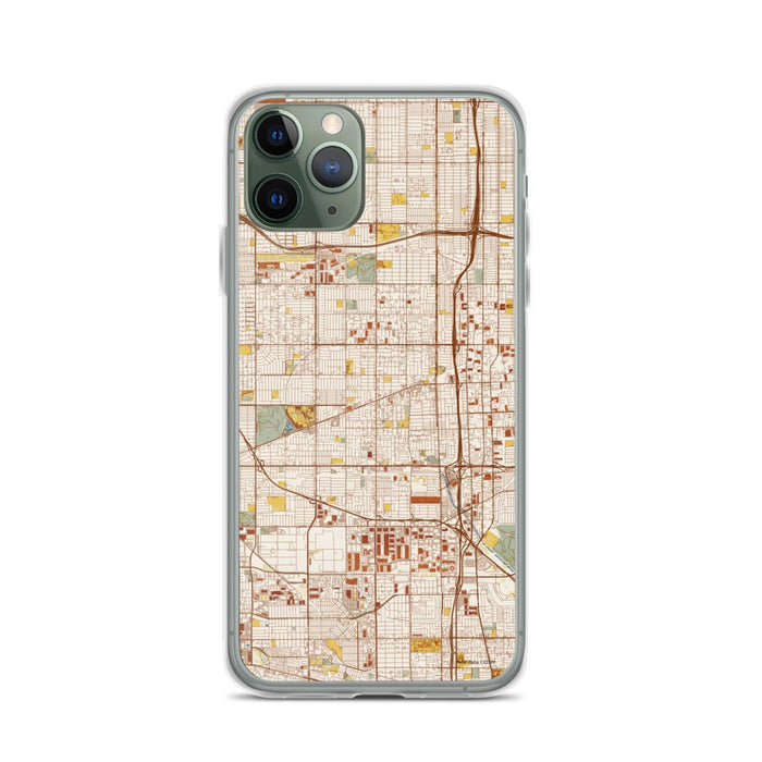 Custom iPhone 11 Pro Gardena California Map Phone Case in Woodblock