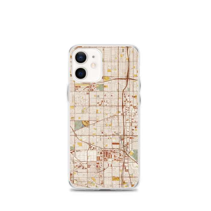 Custom iPhone 12 mini Gardena California Map Phone Case in Woodblock