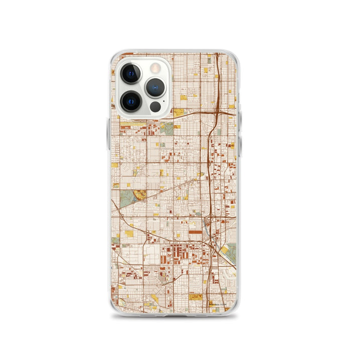 Custom iPhone 12 Pro Gardena California Map Phone Case in Woodblock