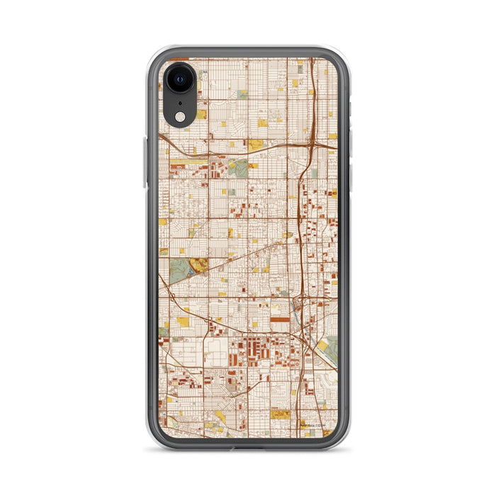 Custom iPhone XR Gardena California Map Phone Case in Woodblock
