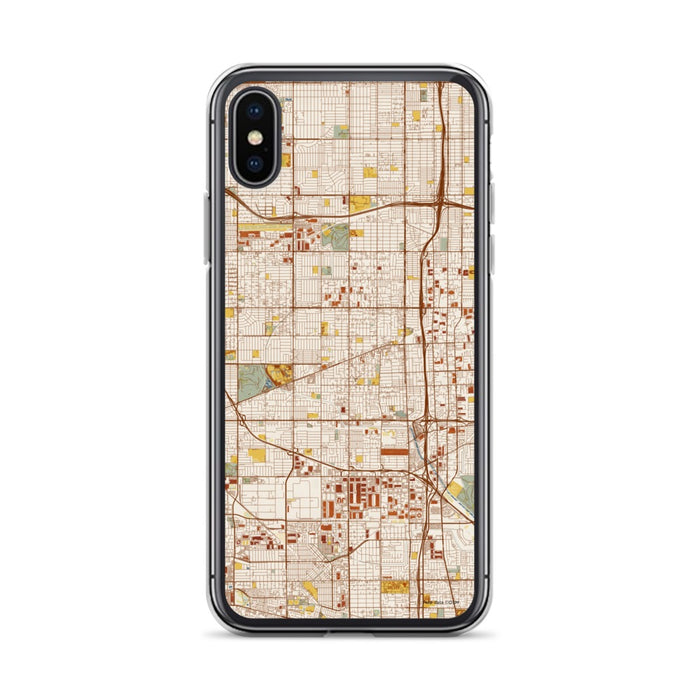 Custom iPhone X/XS Gardena California Map Phone Case in Woodblock