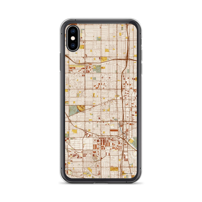 Custom iPhone XS Max Gardena California Map Phone Case in Woodblock