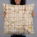 Person holding 22x22 Custom Gardena California Map Throw Pillow in Woodblock