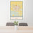 24x36 Garden City Kansas Map Print Portrait Orientation in Woodblock Style Behind 2 Chairs Table and Potted Plant