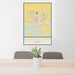 24x36 Garden City Kansas Map Print Portrait Orientation in Woodblock Style Behind 2 Chairs Table and Potted Plant