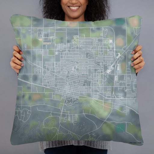 Person holding 22x22 Custom Garden City Kansas Map Throw Pillow in Afternoon