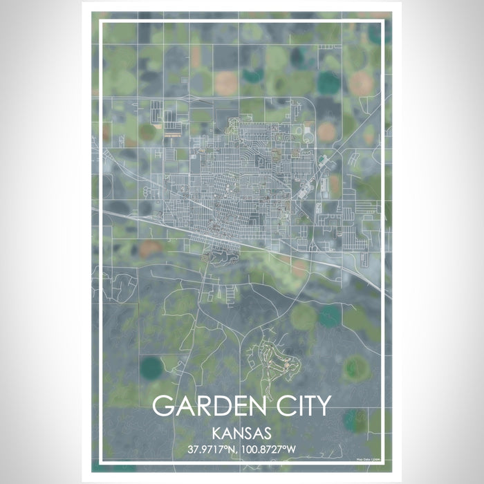 Garden City Kansas Map Print Portrait Orientation in Afternoon Style With Shaded Background