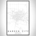 Garden City Kansas Map Print Portrait Orientation in Classic Style With Shaded Background