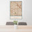24x36 Garden Grove California Map Print Portrait Orientation in Woodblock Style Behind 2 Chairs Table and Potted Plant