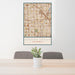 24x36 Garden Grove California Map Print Portrait Orientation in Woodblock Style Behind 2 Chairs Table and Potted Plant