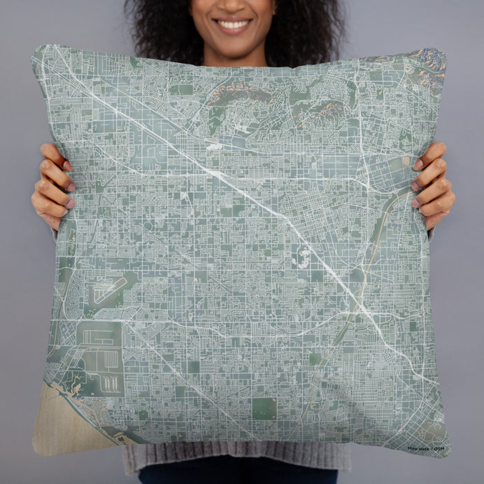 Person holding 22x22 Custom Garden Grove California Map Throw Pillow in Afternoon