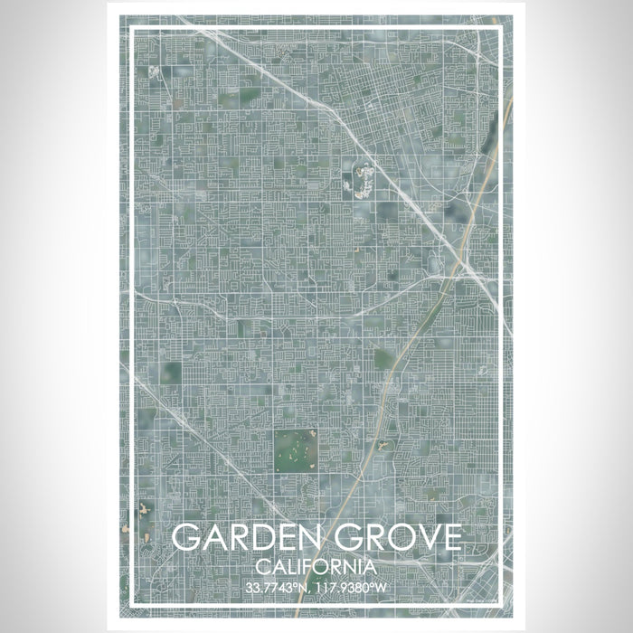 Garden Grove California Map Print Portrait Orientation in Afternoon Style With Shaded Background