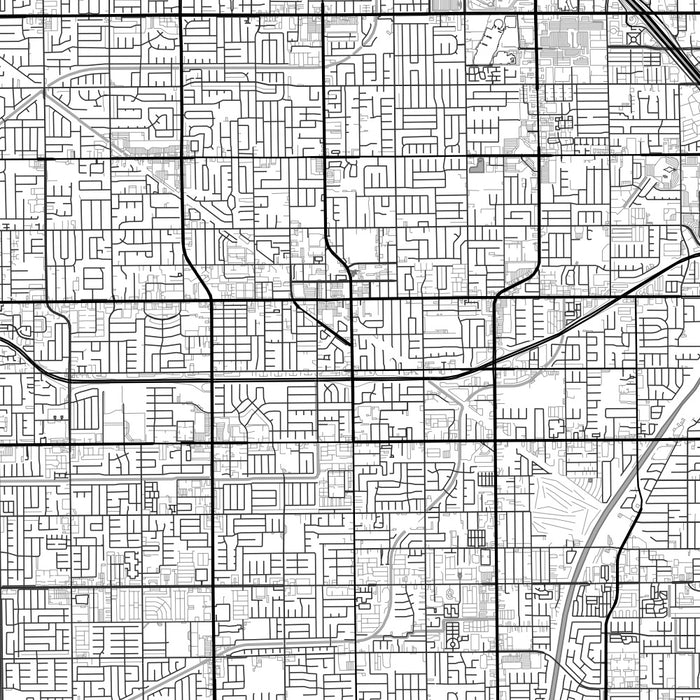 Garden Grove California Map Print in Classic Style Zoomed In Close Up Showing Details