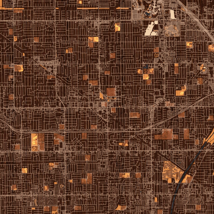 Garden Grove California Map Print in Ember Style Zoomed In Close Up Showing Details