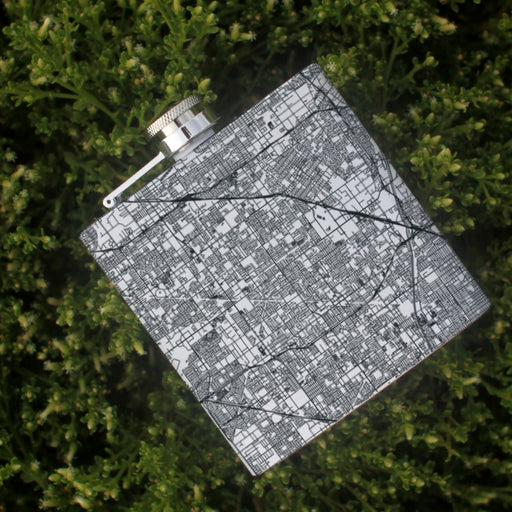 Garden Grove California Custom Engraved City Map Inscription Coordinates on 6oz Stainless Steel Flask in White