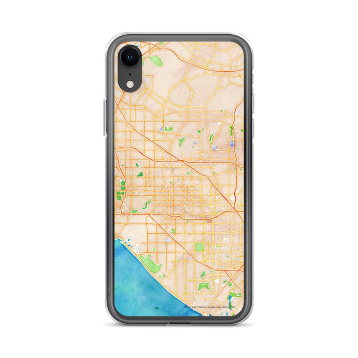 Custom iPhone XR Garden Grove California Map Phone Case in Watercolor
