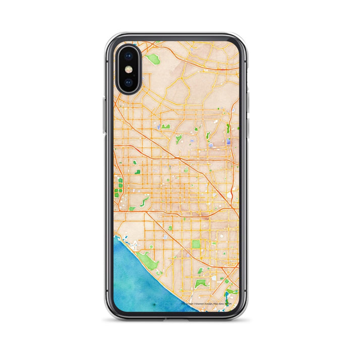 Custom iPhone X/XS Garden Grove California Map Phone Case in Watercolor