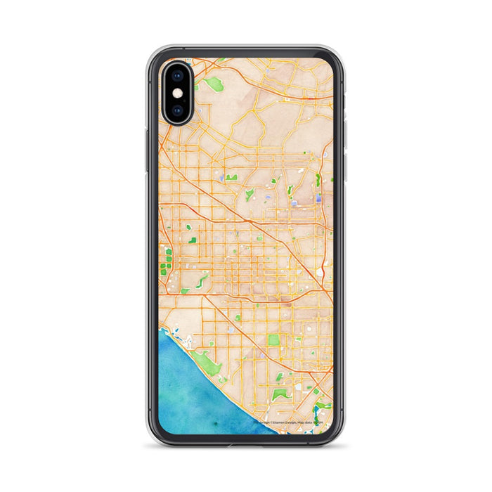 Custom iPhone XS Max Garden Grove California Map Phone Case in Watercolor