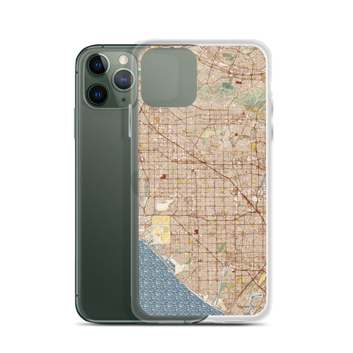Custom Garden Grove California Map Phone Case in Woodblock
