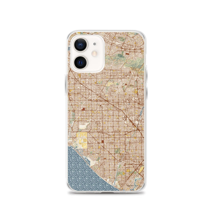 Custom iPhone 12 Garden Grove California Map Phone Case in Woodblock