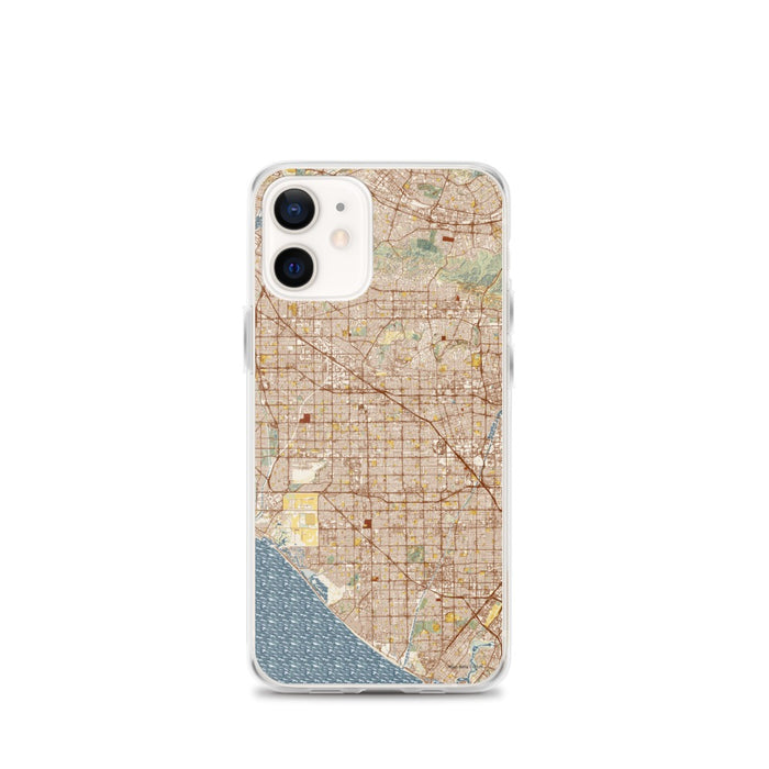 Custom iPhone 12 mini Garden Grove California Map Phone Case in Woodblock